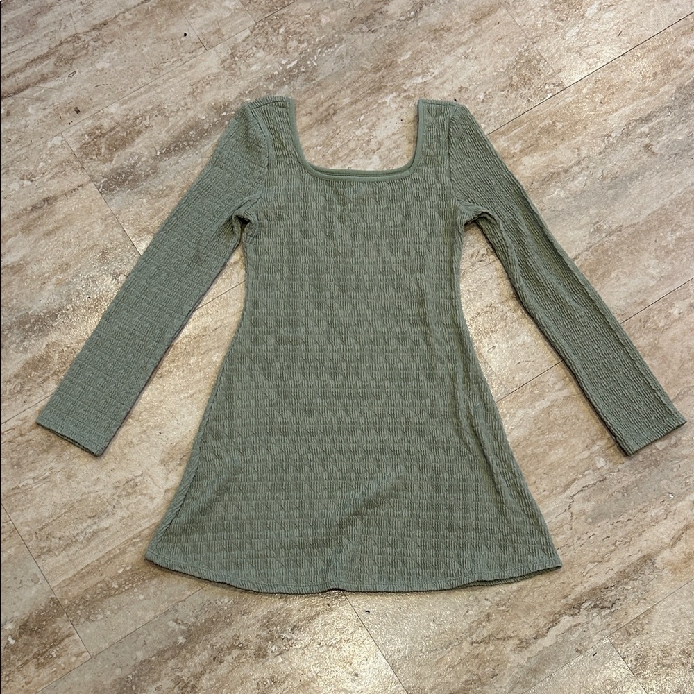 Art Class Sage Green Long Sleeve Dress